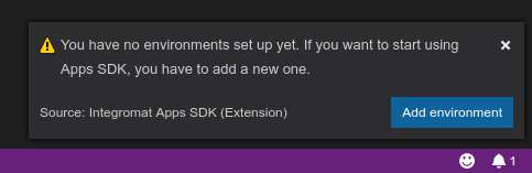 Pop-up about missing environments