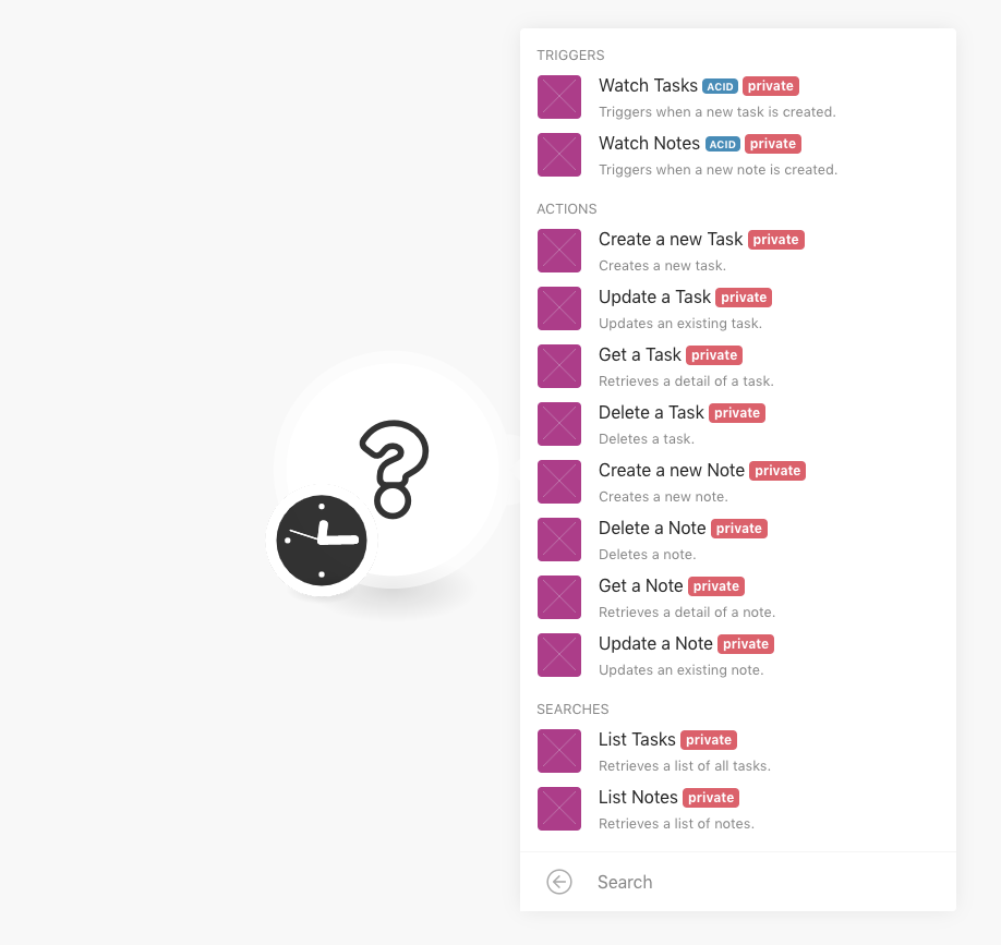 Example of default grouping of modules