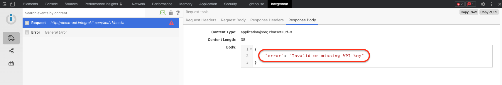 Error in the DevTool
