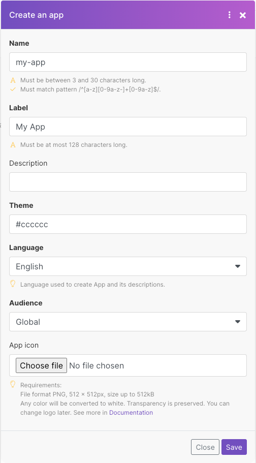 A Custom App Dialog
