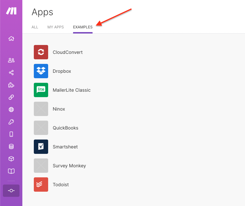 Custom apps > tab EXAMPLES