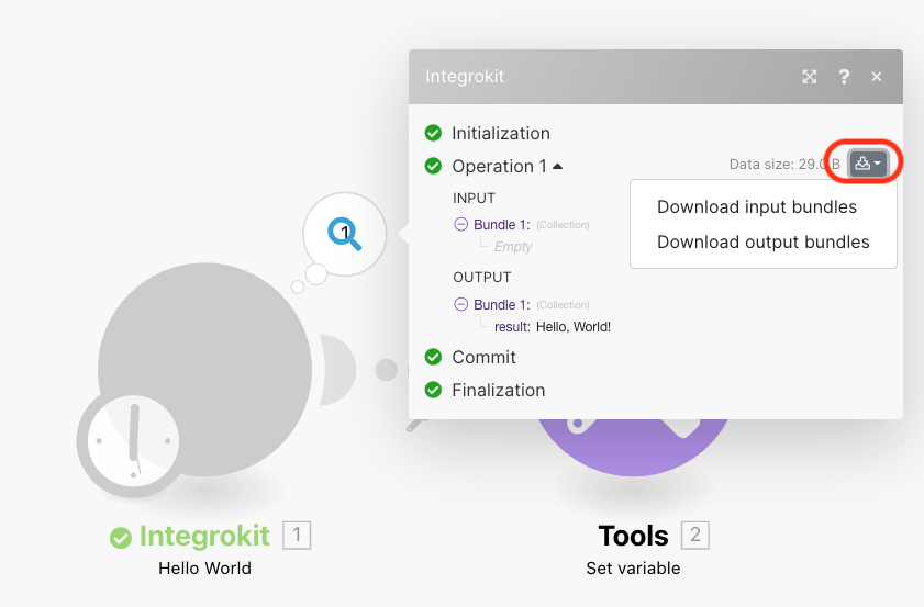 Download output bundles option