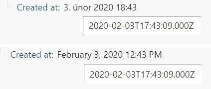 The same date displayed to users in Prague (Czech localization) and New York (EN-US localization).